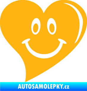 Samolepka Srdíčko 014 pravá s úsměvem světle oranžová