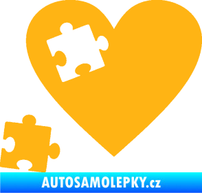 Samolepka Srdíčko 022 levá vypadlý puzzlík světle oranžová
