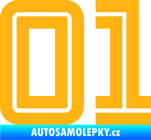 Samolepka Startovní číslo 01 typ 7 světle oranžová