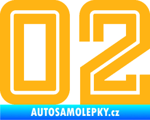 Samolepka Startovní číslo 02 typ 7 světle oranžová