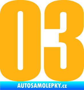 Samolepka Startovní číslo 03 typ 2   světle oranžová