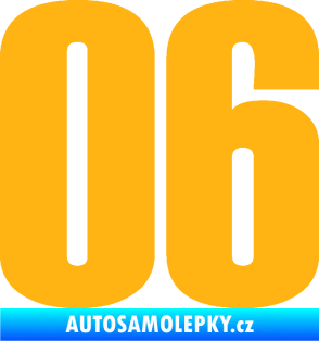 Samolepka Startovní číslo 06 typ 2   světle oranžová