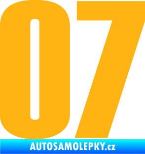 Samolepka Startovní číslo 07 typ 2   světle oranžová