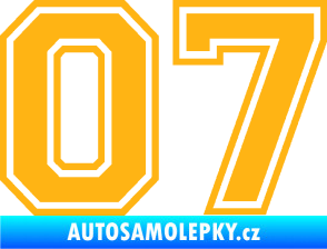 Samolepka Startovní číslo 07 typ 4 světle oranžová