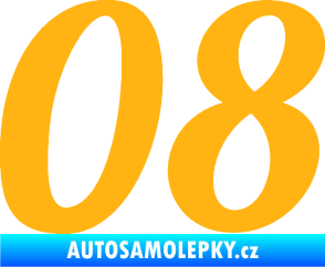 Samolepka Startovní číslo 08 typ 3 světle oranžová