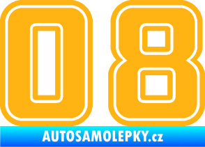 Samolepka Startovní číslo 08 typ 5 světle oranžová