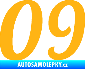 Samolepka Startovní číslo 09 typ 3  světle oranžová