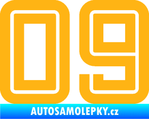Samolepka Startovní číslo 09 typ 7 světle oranžová