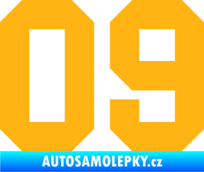 Samolepka Startovní číslo 09 světle oranžová