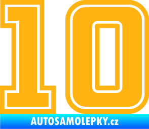 Samolepka Startovní číslo 10 typ 5 světle oranžová