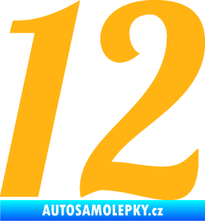 Samolepka Startovní číslo 12 typ 3    světle oranžová
