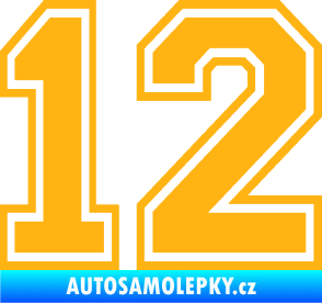 Samolepka Startovní číslo 12 typ 4 světle oranžová