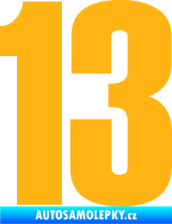 Samolepka Startovní číslo 13 typ 2    světle oranžová
