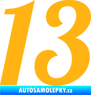 Samolepka Startovní číslo 13 typ 3     světle oranžová