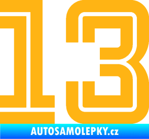 Samolepka Startovní číslo 13 typ 7 světle oranžová