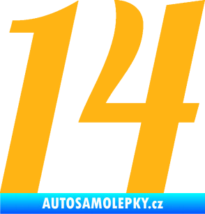 Samolepka Startovní číslo 14 typ 3      světle oranžová