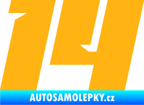 Samolepka Startovní číslo 14 typ 6 světle oranžová