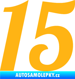 Samolepka Startovní číslo 15 typ 3      světle oranžová