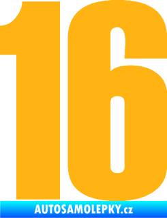 Samolepka Startovní číslo 16 typ 2   světle oranžová