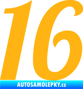 Samolepka Startovní číslo 16 typ 3       světle oranžová
