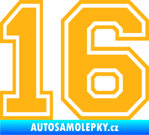 Samolepka Startovní číslo 16 typ 4 světle oranžová