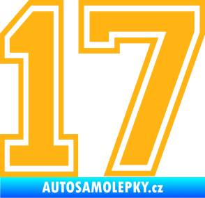 Samolepka Startovní číslo 17 typ 4 světle oranžová