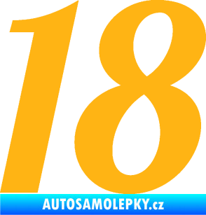 Samolepka Startovní číslo 18 typ 3         světle oranžová