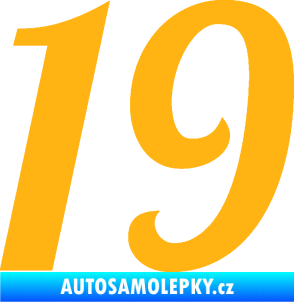 Samolepka Startovní číslo 19 typ 3          světle oranžová