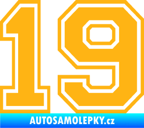 Samolepka Startovní číslo 19 typ 4 světle oranžová