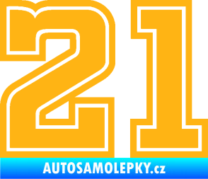 Samolepka Startovní číslo 21 typ 5 světle oranžová