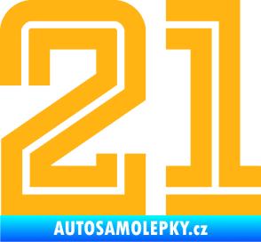 Samolepka Startovní číslo 21 typ 7 světle oranžová