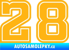 Samolepka Startovní číslo 28 typ 5 světle oranžová