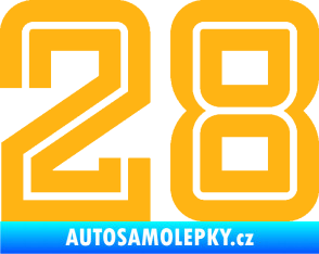 Samolepka Startovní číslo 28 typ 7 světle oranžová