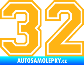 Samolepka Startovní číslo 32 typ 4 světle oranžová