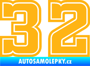 Samolepka Startovní číslo 32 typ 5 světle oranžová