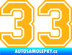 Samolepka Startovní číslo 33 typ 4 světle oranžová