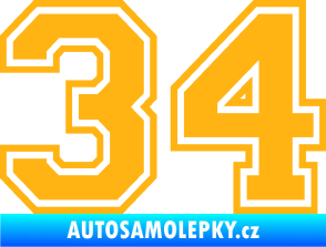 Samolepka Startovní číslo 34 typ 4 světle oranžová