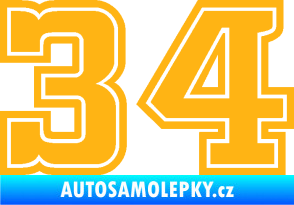 Samolepka Startovní číslo 34 typ 5 světle oranžová