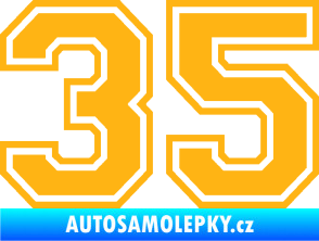Samolepka Startovní číslo 35 typ 4 světle oranžová