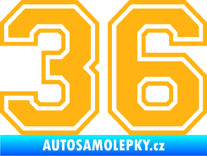 Samolepka Startovní číslo 36 typ 4 světle oranžová