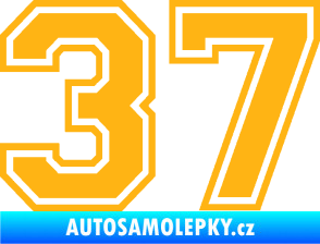 Samolepka Startovní číslo 37 typ 4  světle oranžová