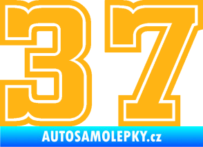 Samolepka Startovní číslo 37 typ 5 světle oranžová