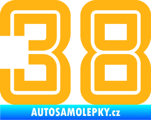 Samolepka Startovní číslo 38 typ 7 světle oranžová