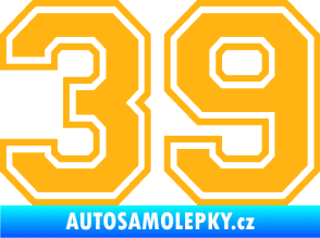 Samolepka Startovní číslo 39 typ 4 světle oranžová