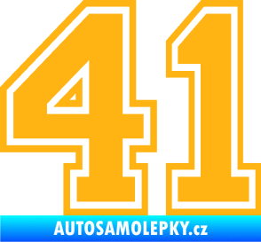 Samolepka Startovní číslo 41 typ 4 světle oranžová