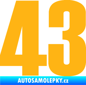 Samolepka Startovní číslo 43 typ 2    světle oranžová