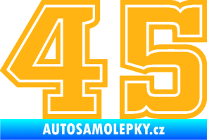 Samolepka Startovní číslo 45 typ 5 světle oranžová