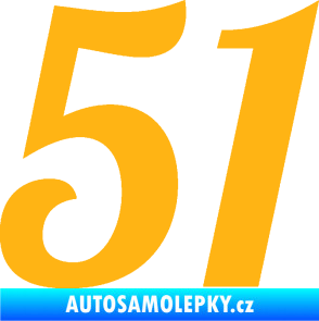 Samolepka Startovní číslo 51 typ 3 světle oranžová