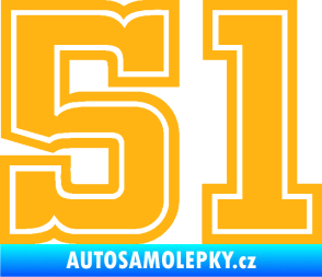 Samolepka Startovní číslo 51 typ 5 světle oranžová