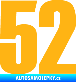 Samolepka Startovní číslo 52 typ 2  světle oranžová